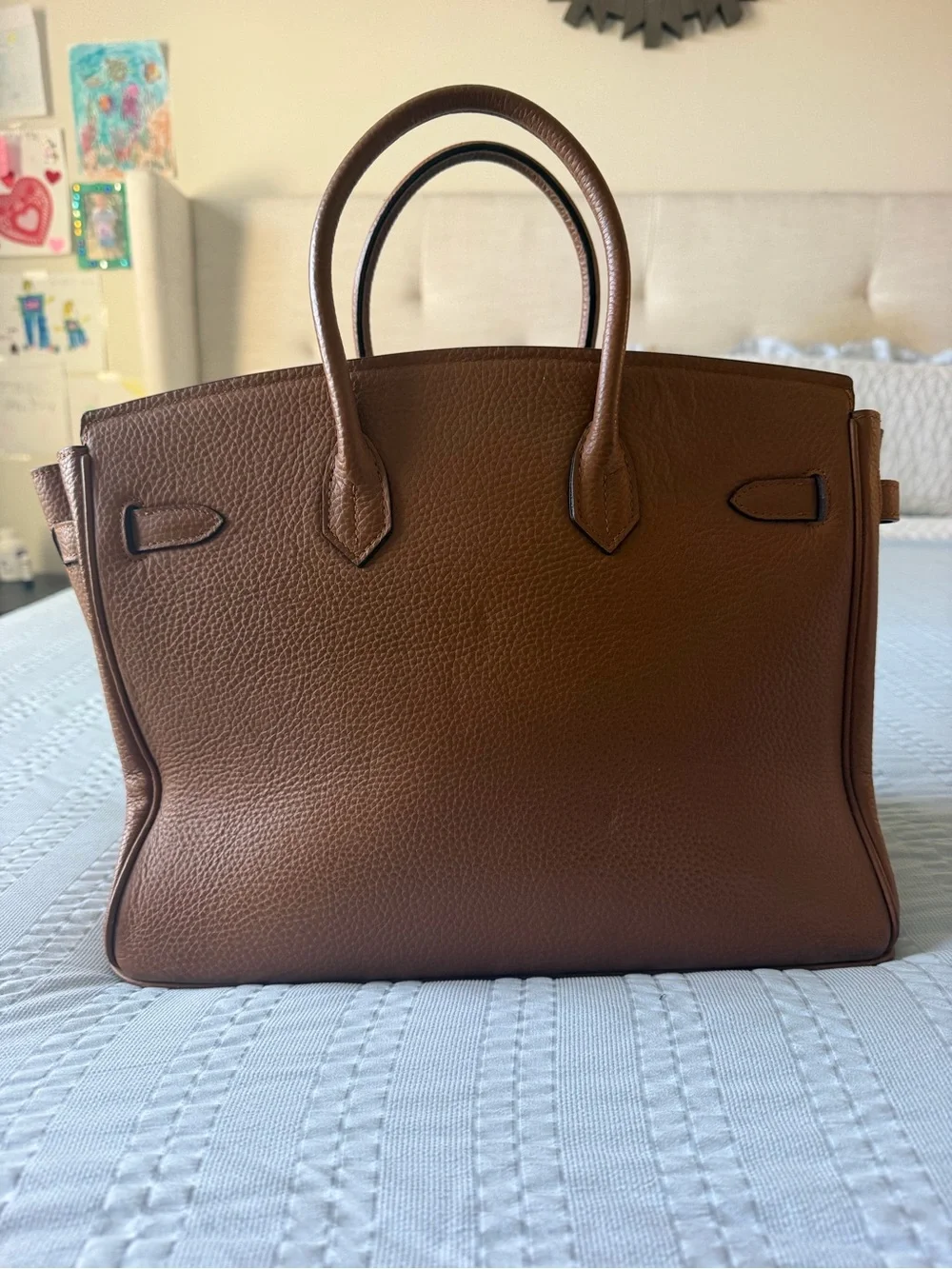 Classic Brown Leather Tote Handbag